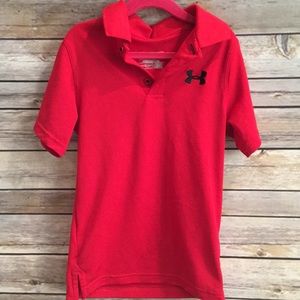 Boys Red Under Armour Polo